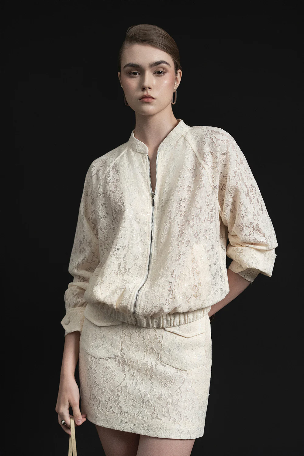 Eiry A-line Flap Pocket Lace Mini Skirt