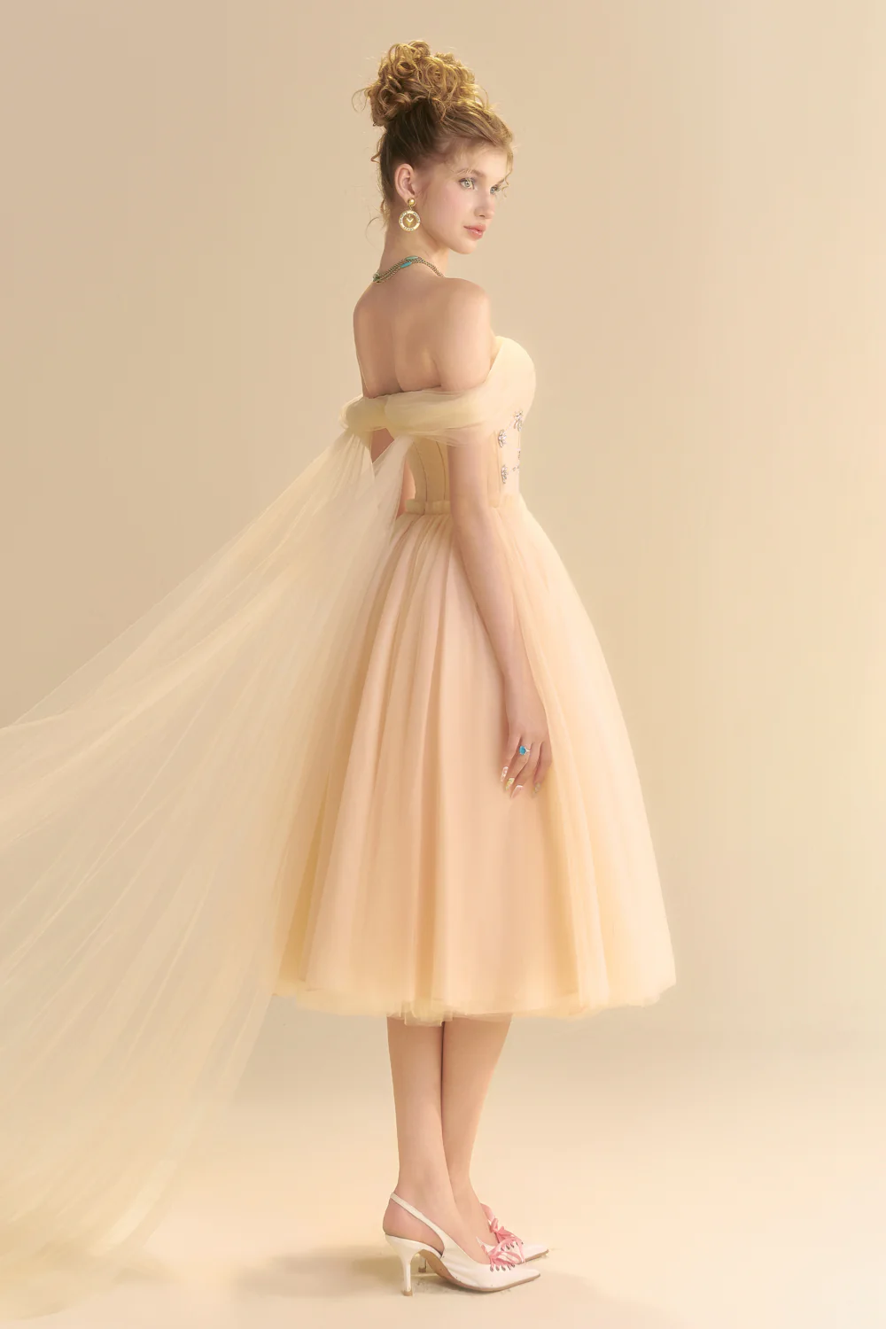 Solea Off-Shoulder Bead Midi Dress