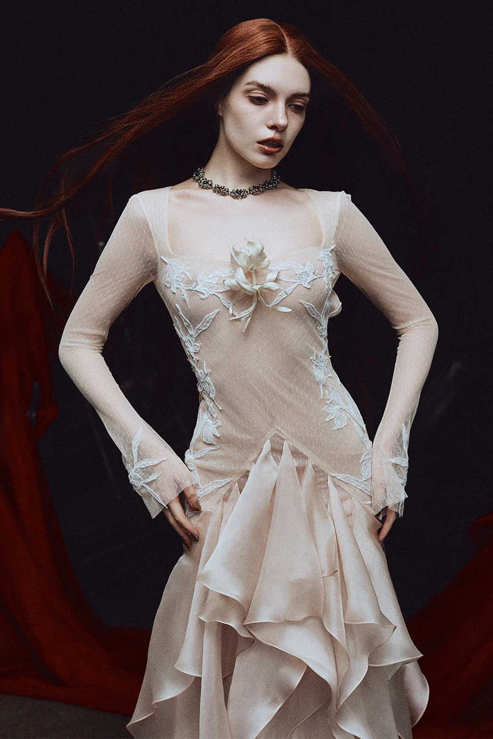 Isabella Mermaid Applique Maxi Dress