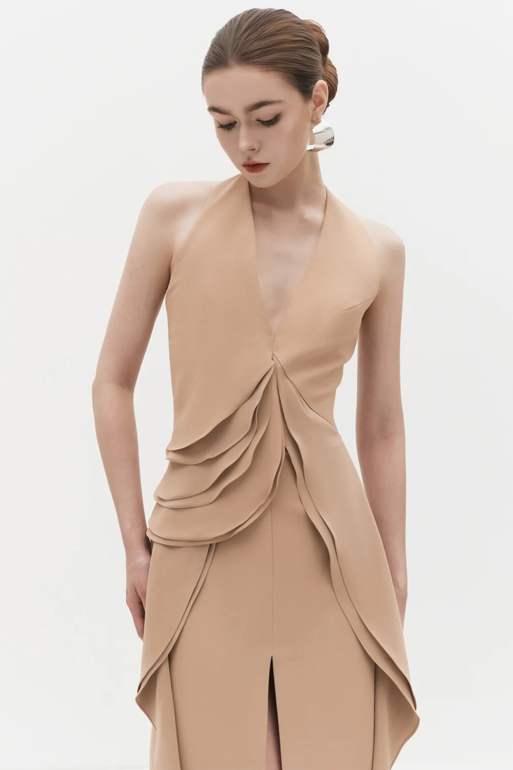 Ratih Halter Neck Ruffle Maxi Dress