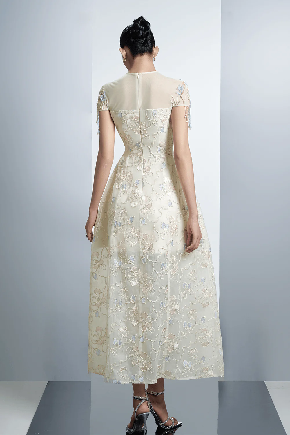 Vivienne A-line Floral Polyester Midi Dress