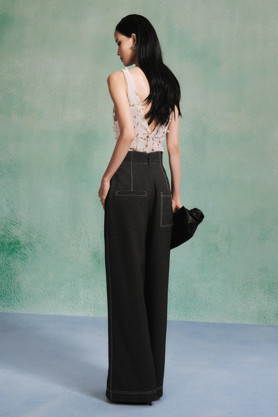 Kaisley Straight Patch Pocket Denim Maxi Pants