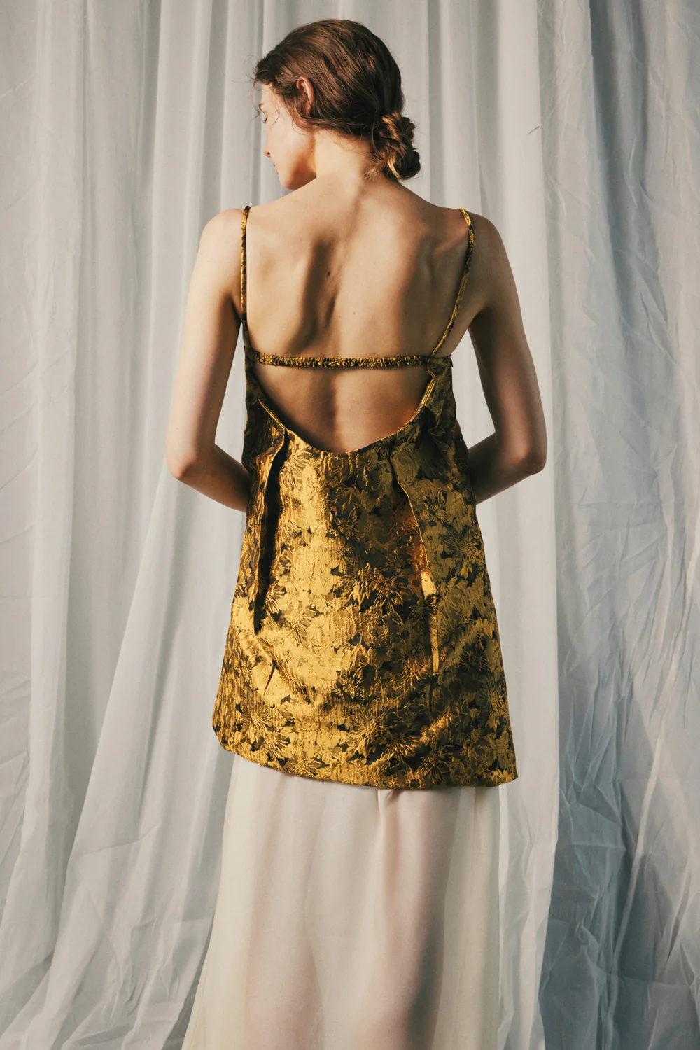 Fleur Shadow Trapezoid Zipper Maxi Dress