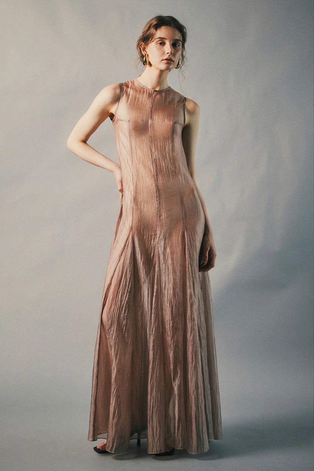 Blushlight Round Neck Draped Maxi Dress