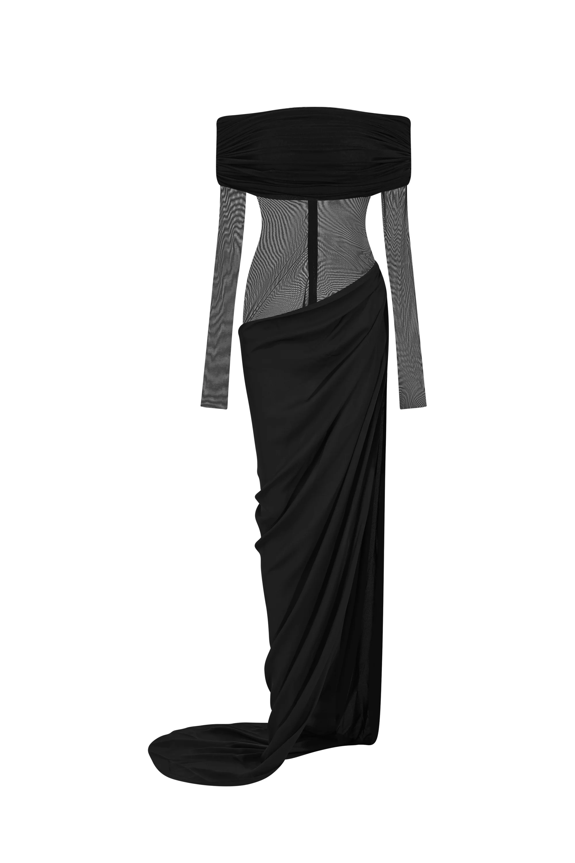 Siren Off-Shoulder Draped Maxi Dress