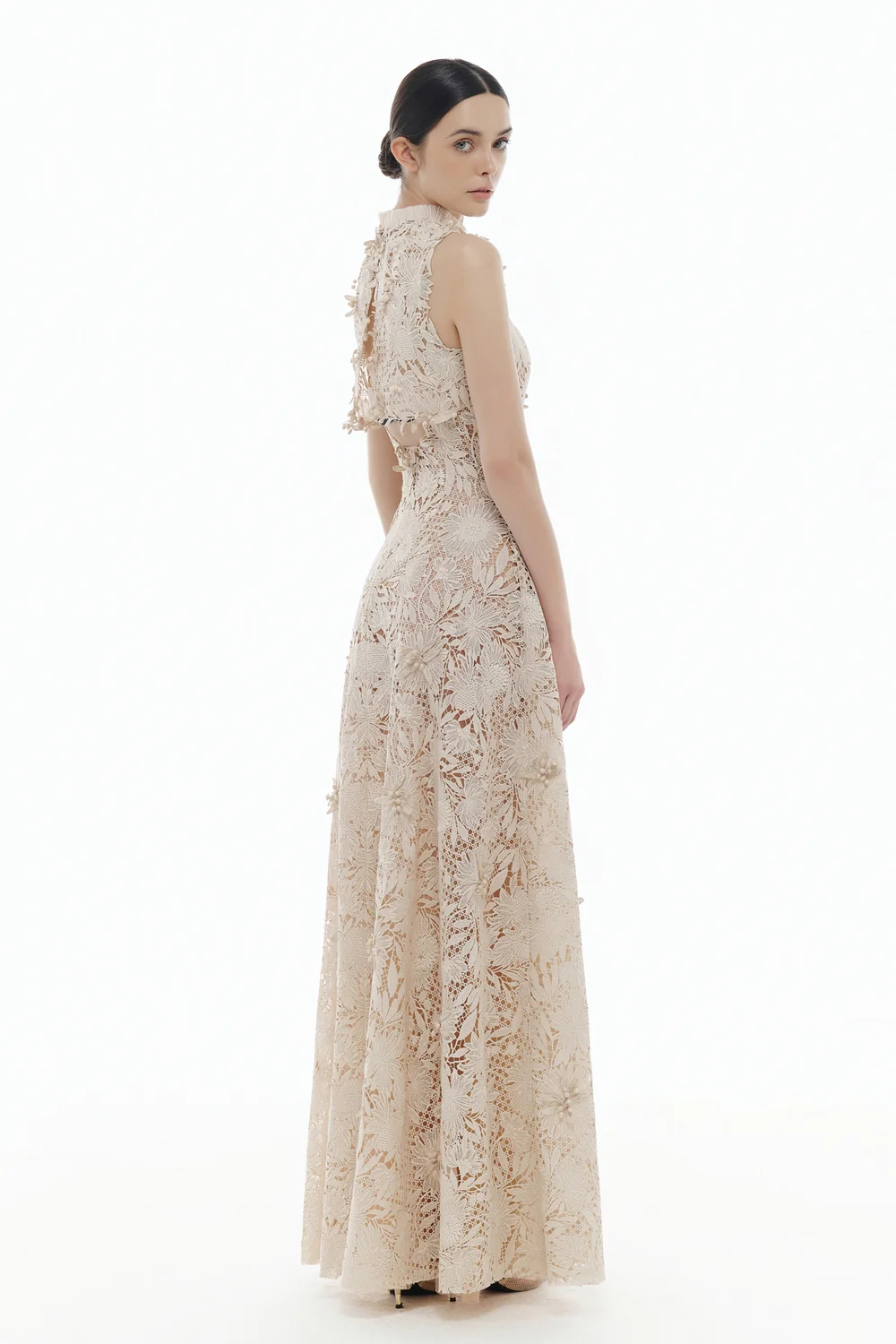 Odette High Neck Applique Maxi Dress