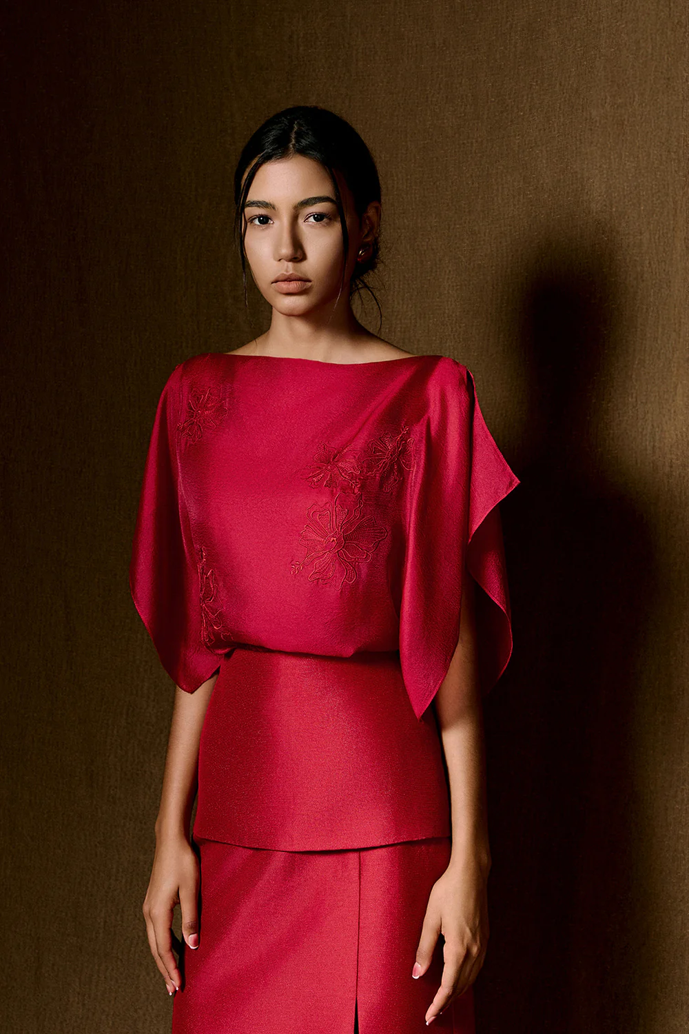 Scarlett Butterfly Sleeve Embroidery Top