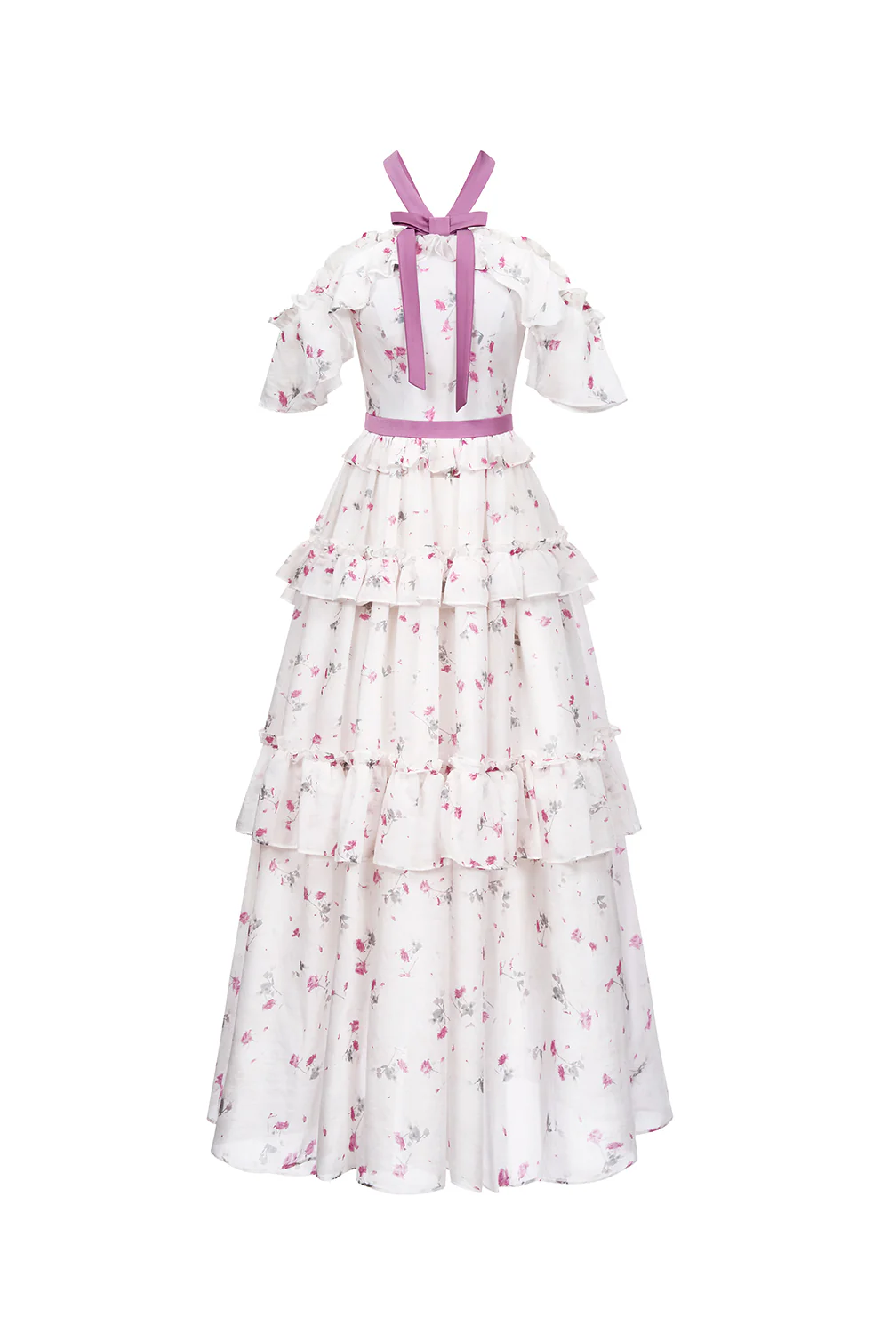 Flora Layered V-Neck Tencel Ankle Length Dress