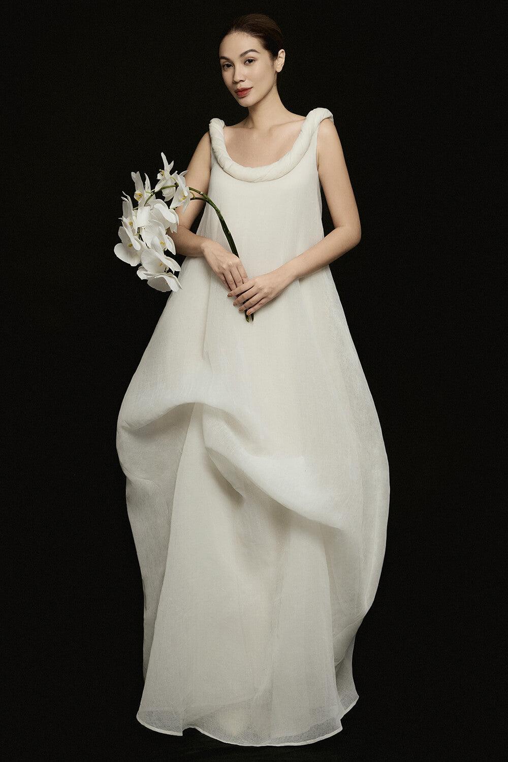 Uyen Thy Cocoon Sleeveless Floss Maxi Dress