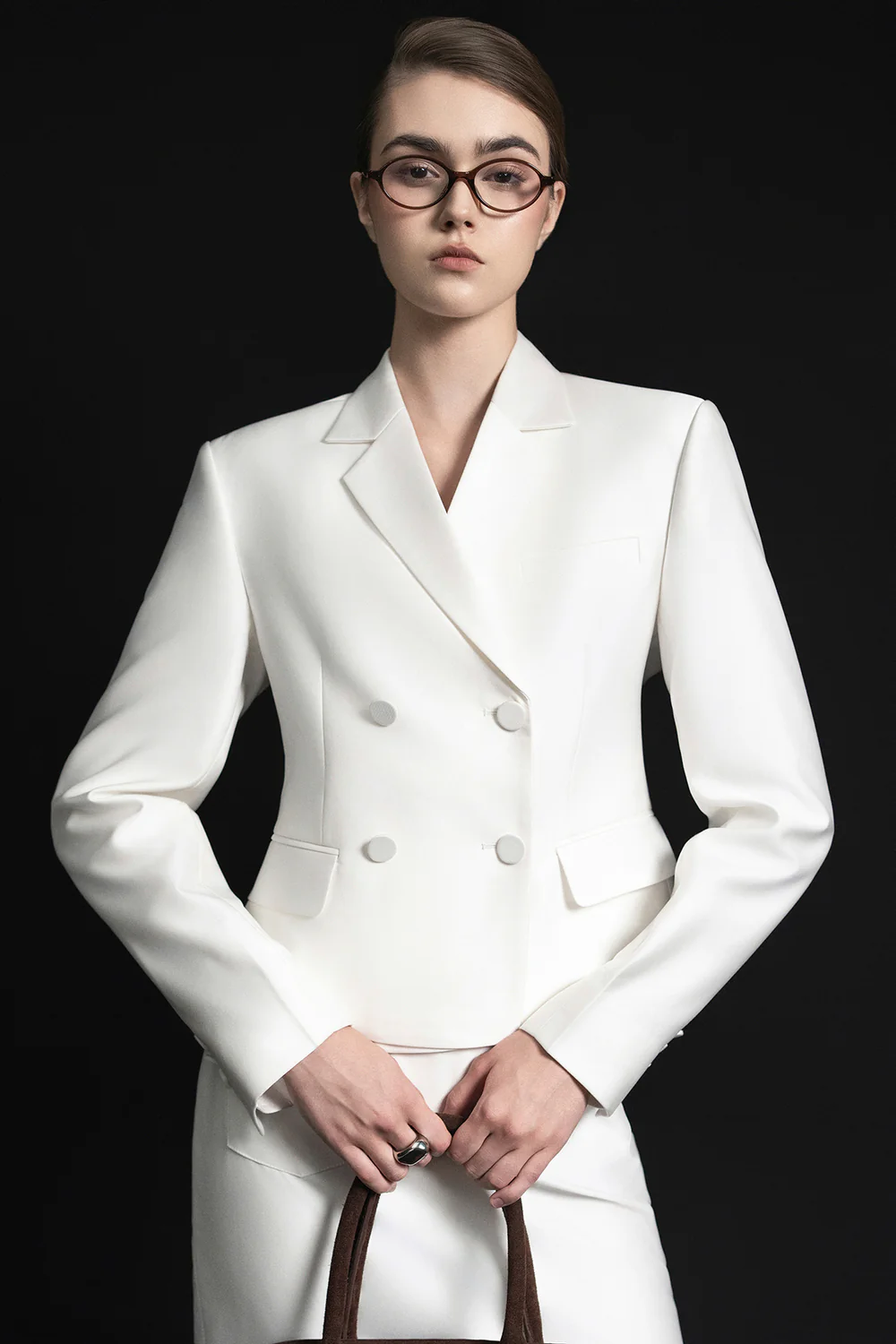 Joe Cropped Double Breasted Twill Jacket