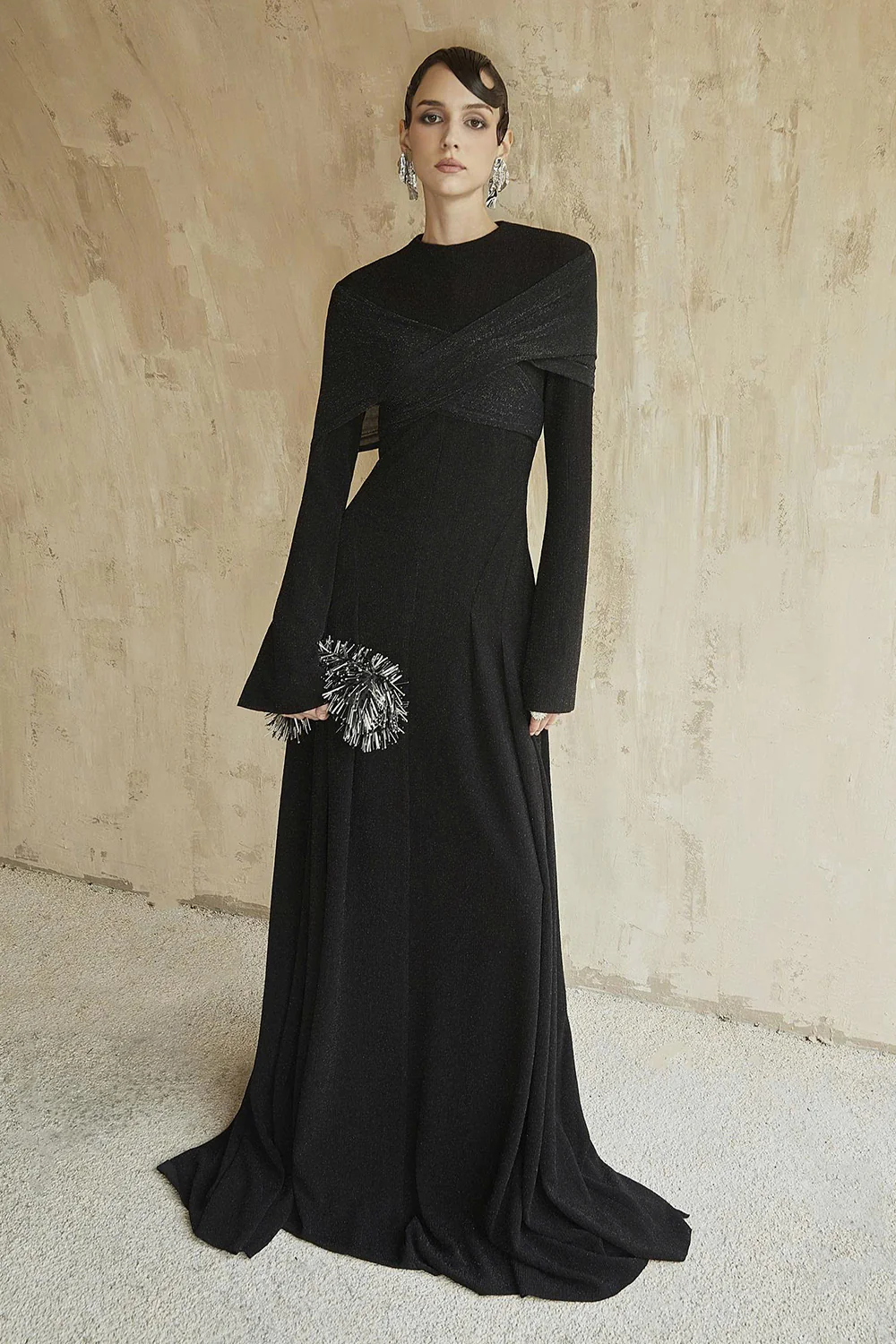 Delphi II High Neck Draped Maxi Dress