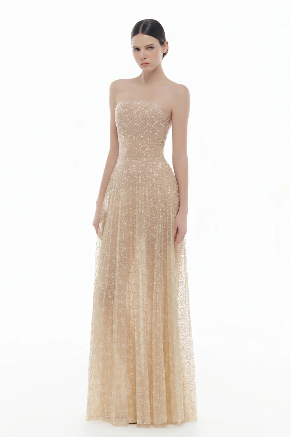 Noémie Straight Across Neck Bead Maxi Dress