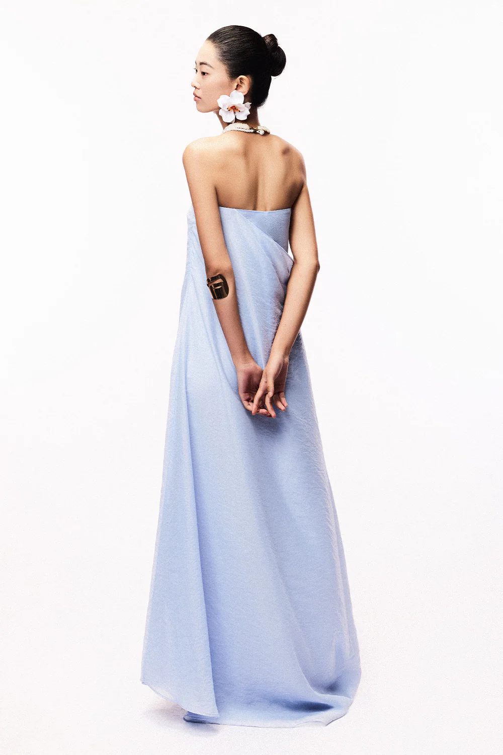 Alexa A-line Draped Chiffon Maxi Dress