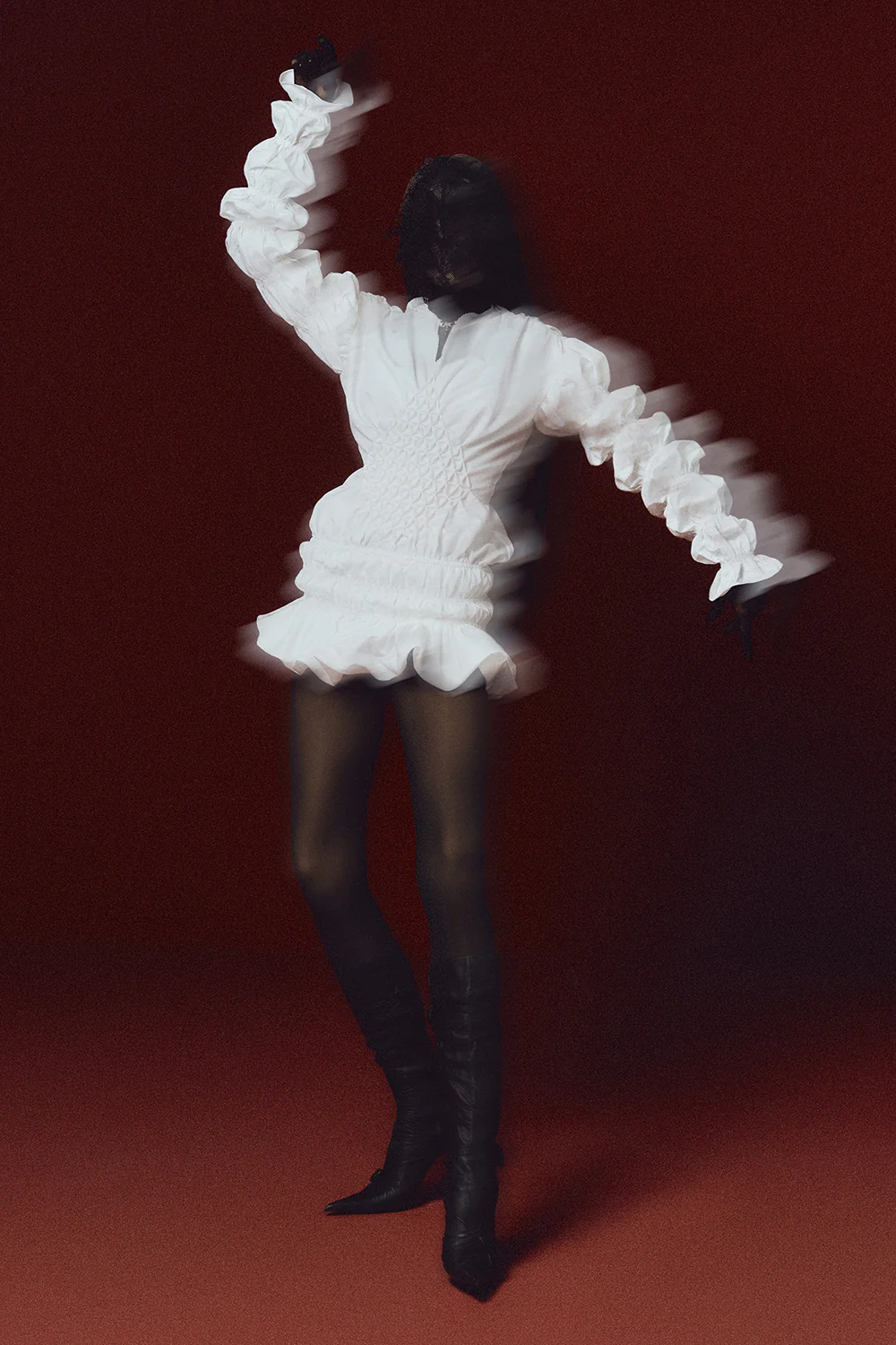 The Swan of Avon Peplum Smocking Mini Dress