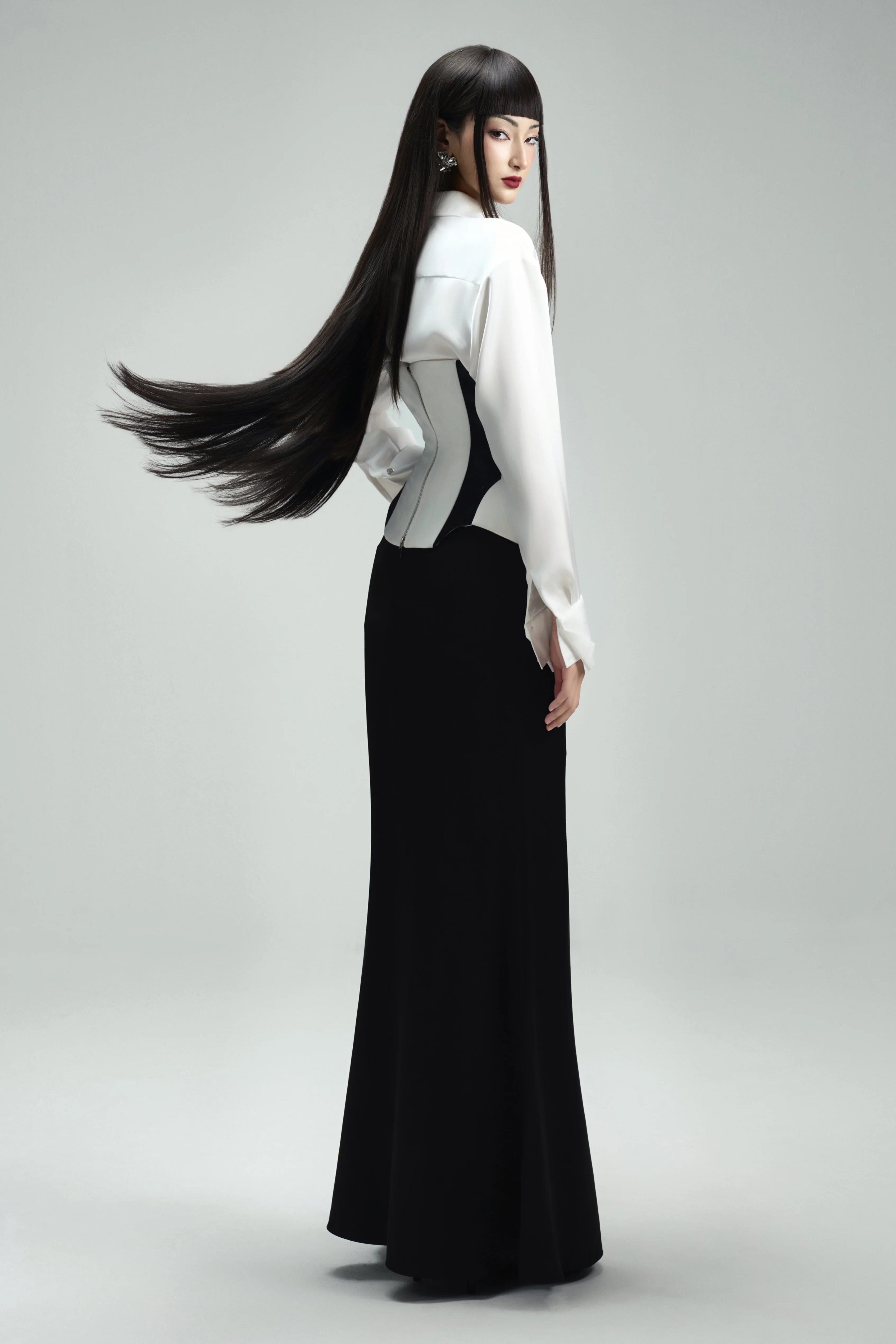 Kim A-line Plain Silk Maxi Skirt