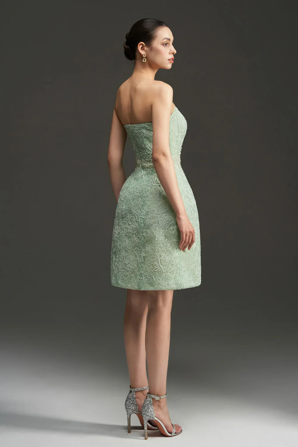 Penelope Straight Across Neck Lace Mini Dress