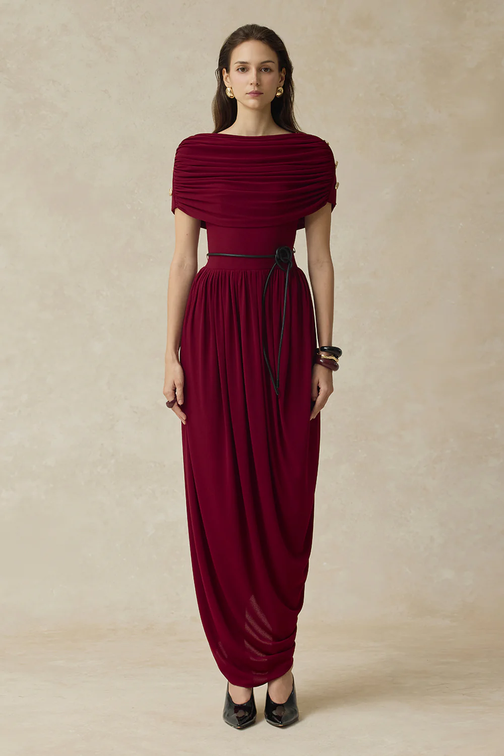 Elyra Cocoon Gathering Maxi Dress