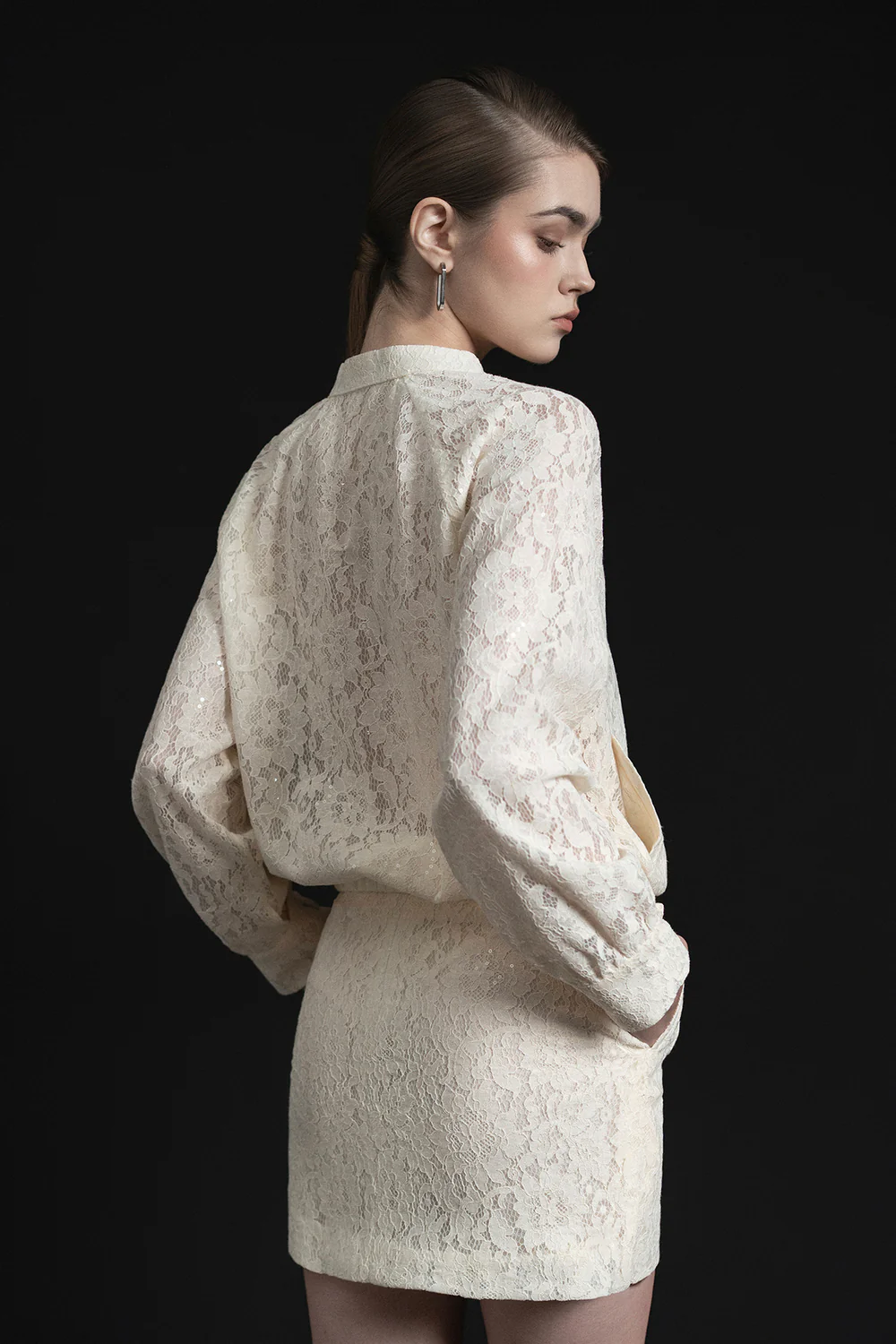 Eiry A-line Flap Pocket Lace Mini Skirt