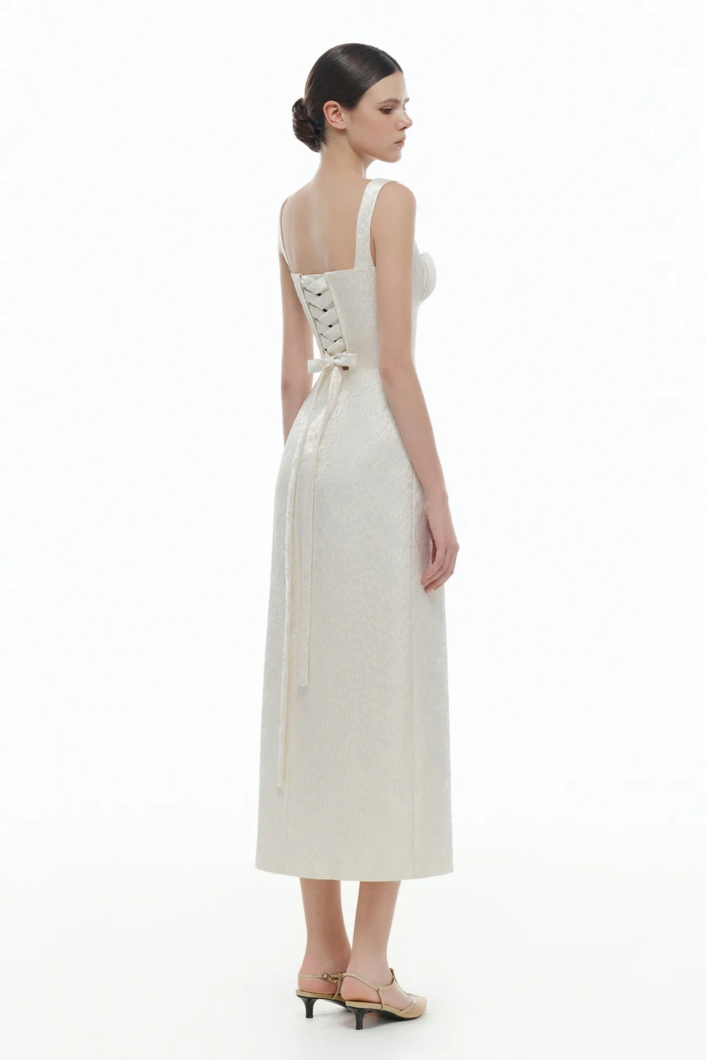 Aurea Sweetheart Draped Midi Dress