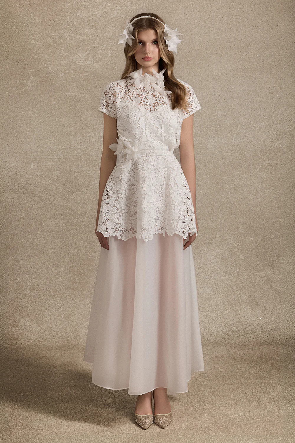 Veloura High Neck Applique Maxi Dress