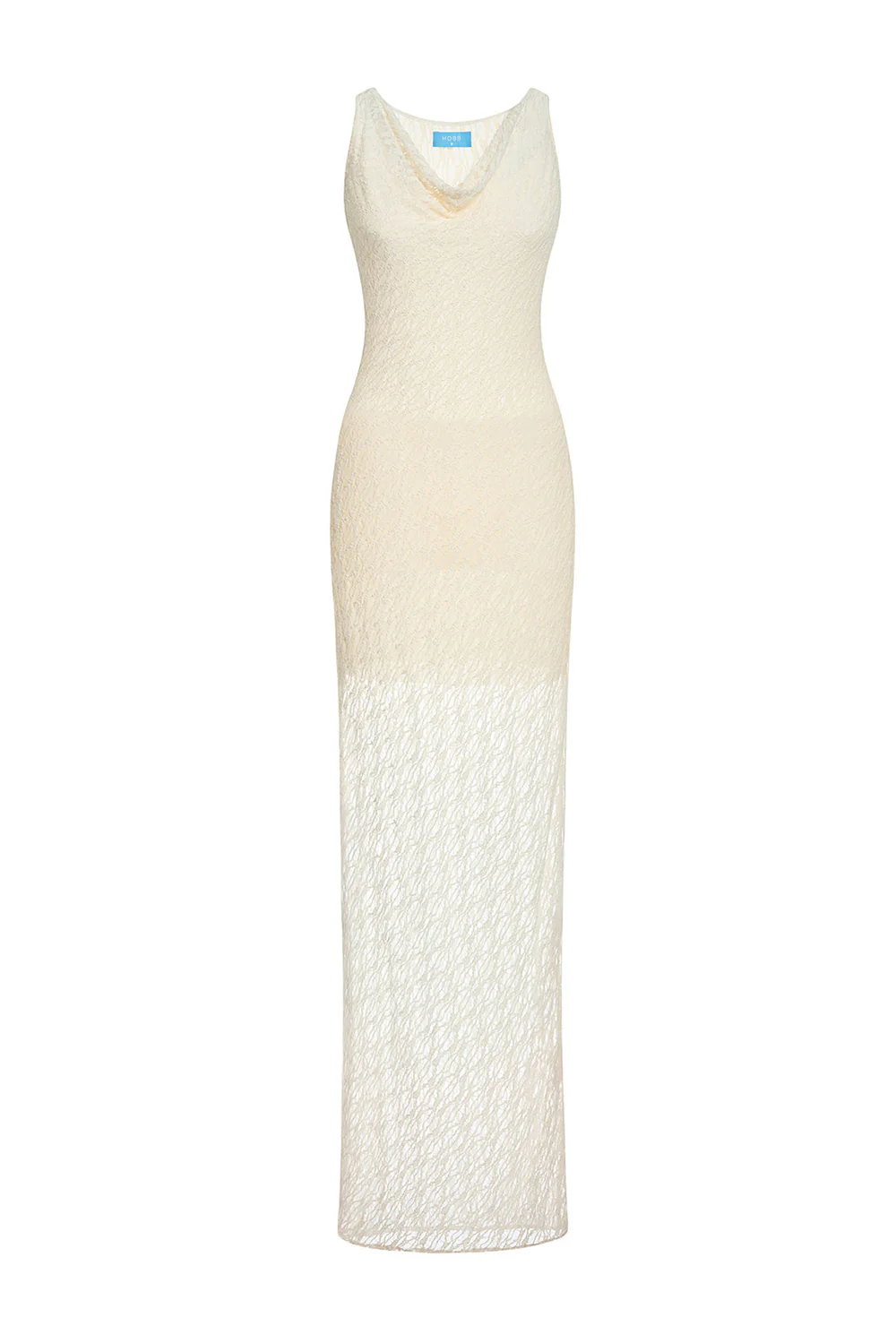 Eleni Sheath Cowl Neck Lace Maxi Dress