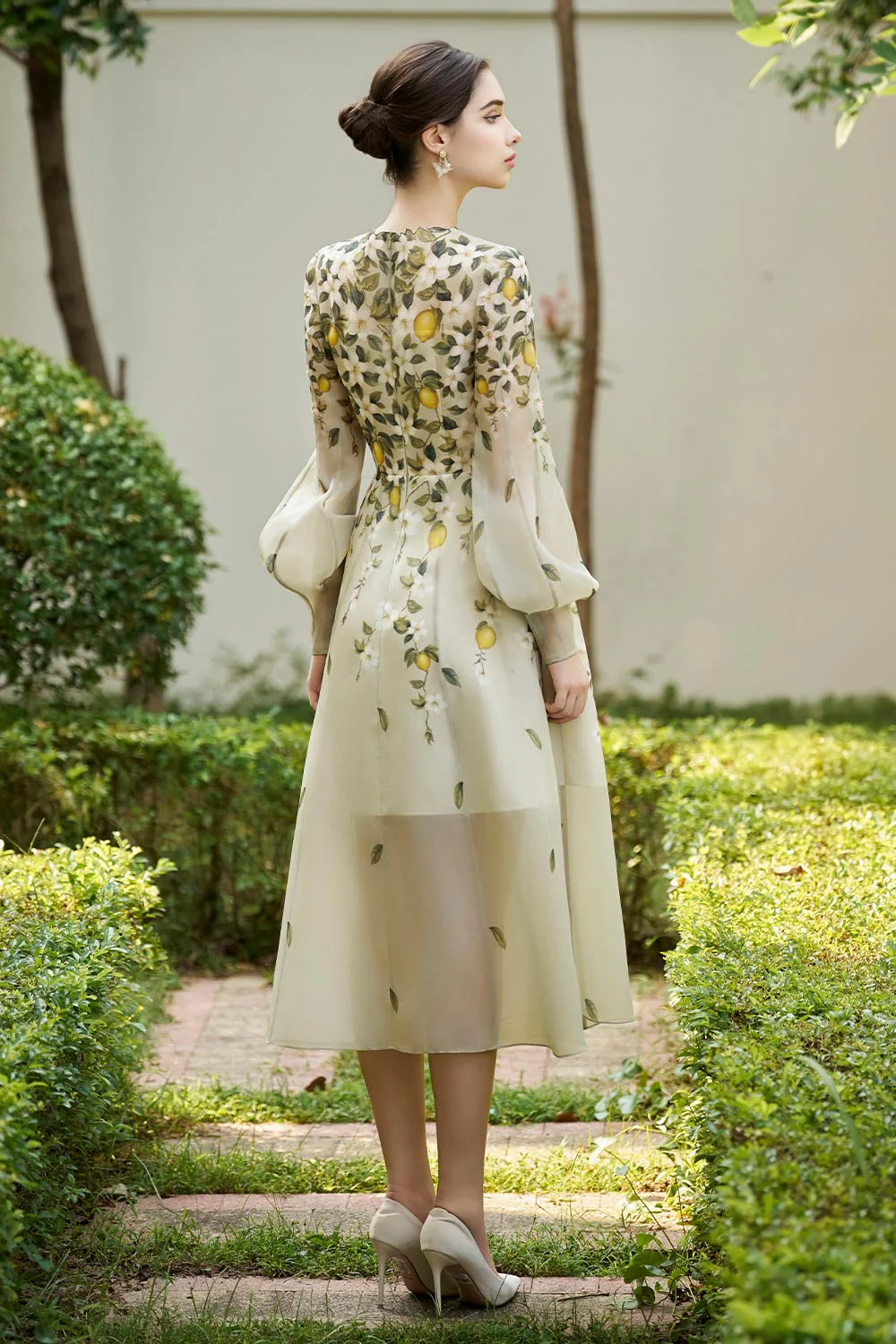 Murphy A-line Bead Organza Midi Dress