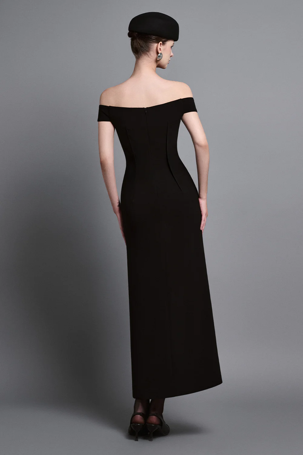 Evel Sheath Off-Shoulder Twill Midi Dress