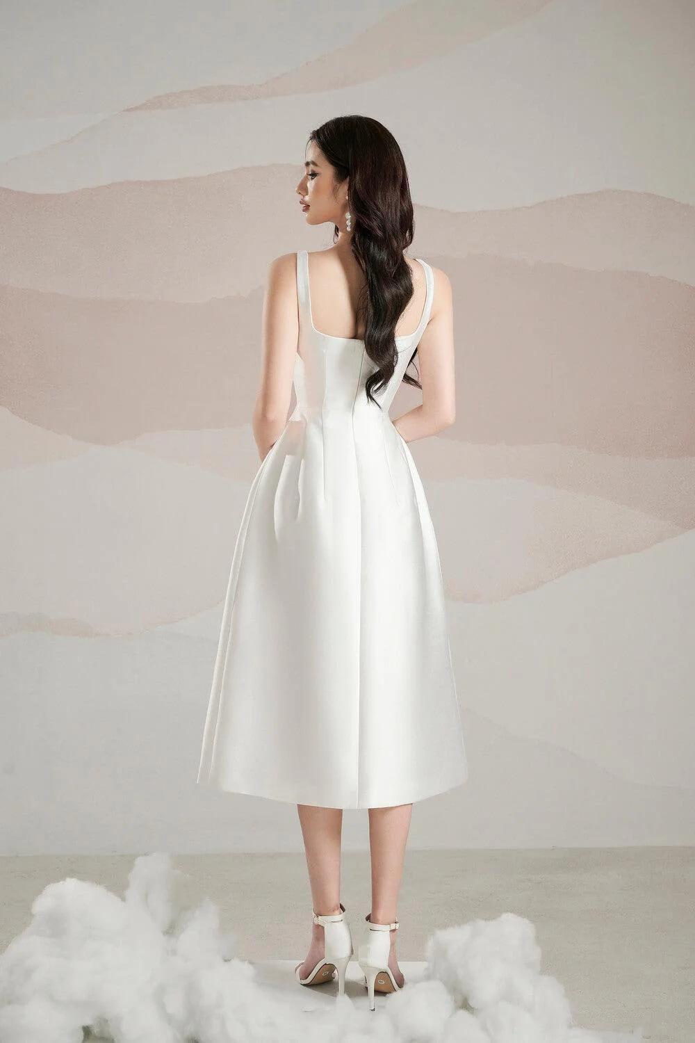 Rosie A-line Strappy Trerena Taffeta Midi Dress