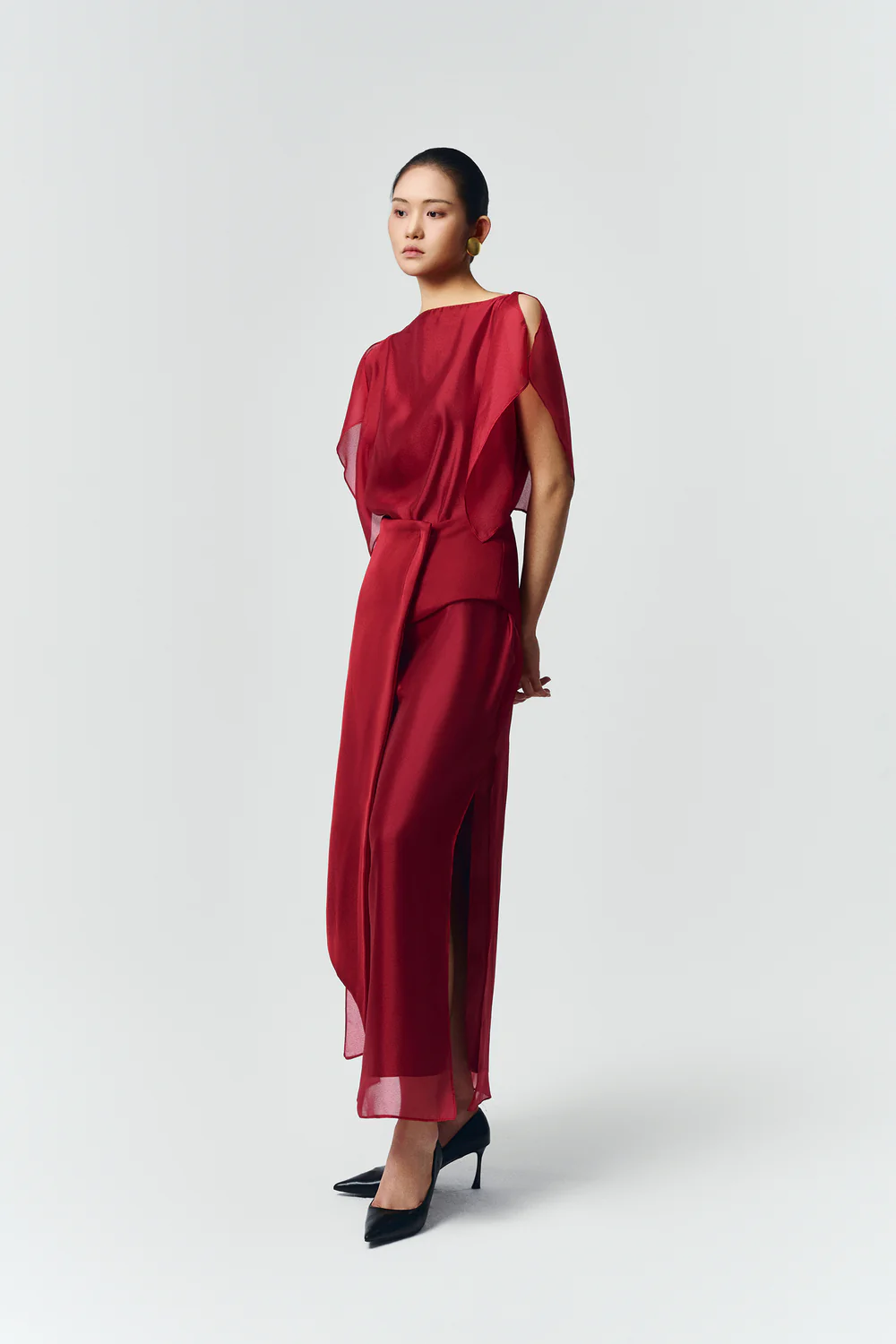 Scarlett Butterfly Sleeve Silk Midi Dress