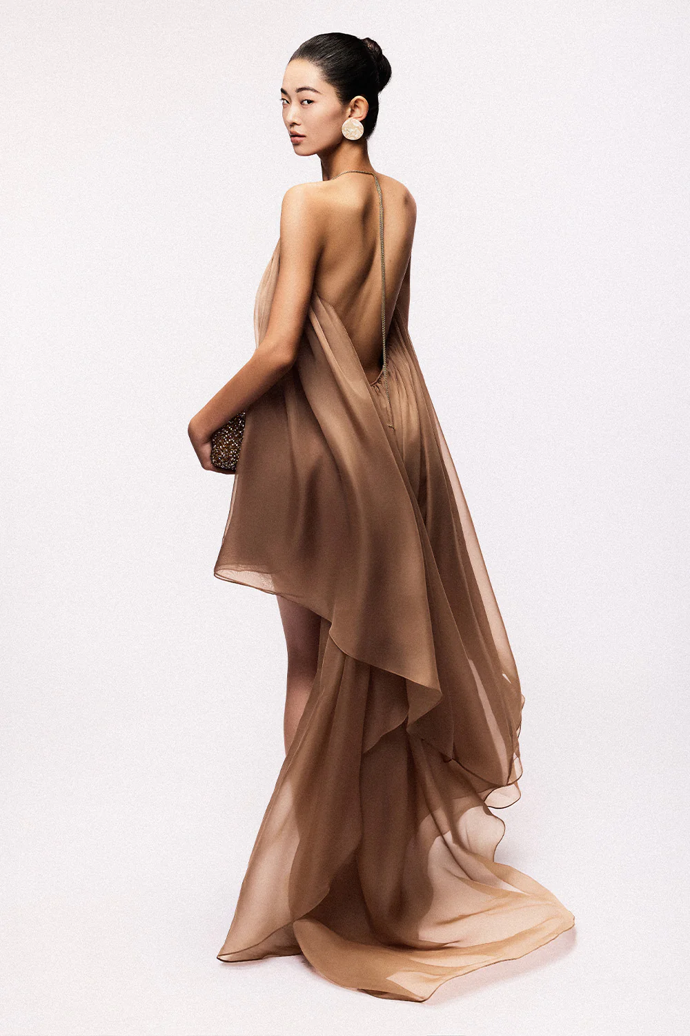 Rosa Asymmetric V-Neck Chiffon Maxi Dress