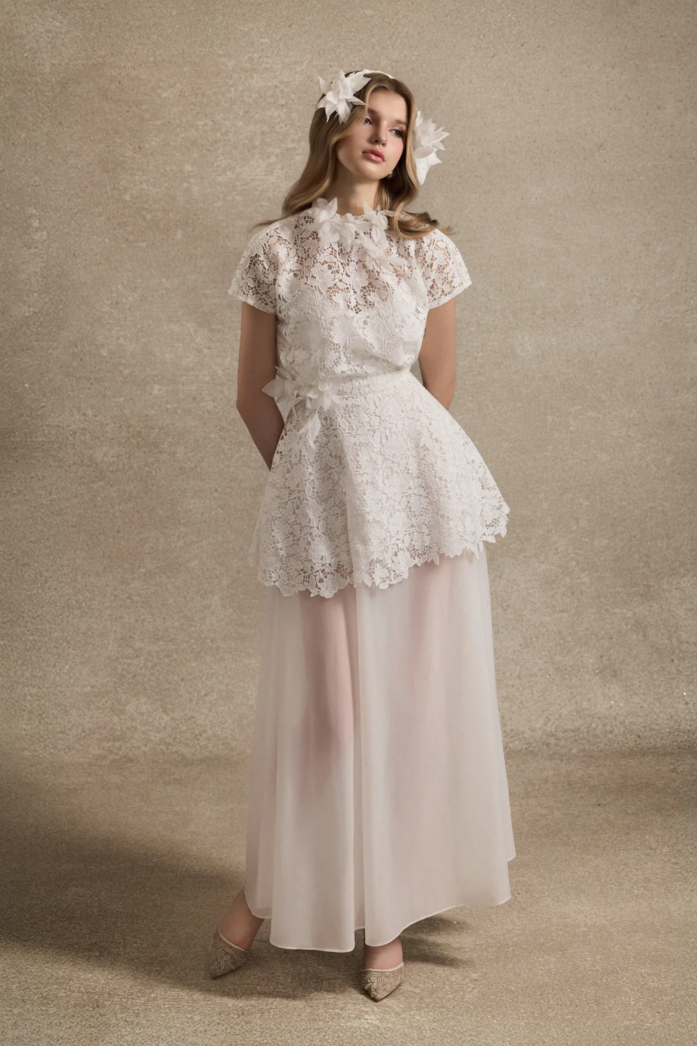 Veloura High Neck Applique Maxi Dress