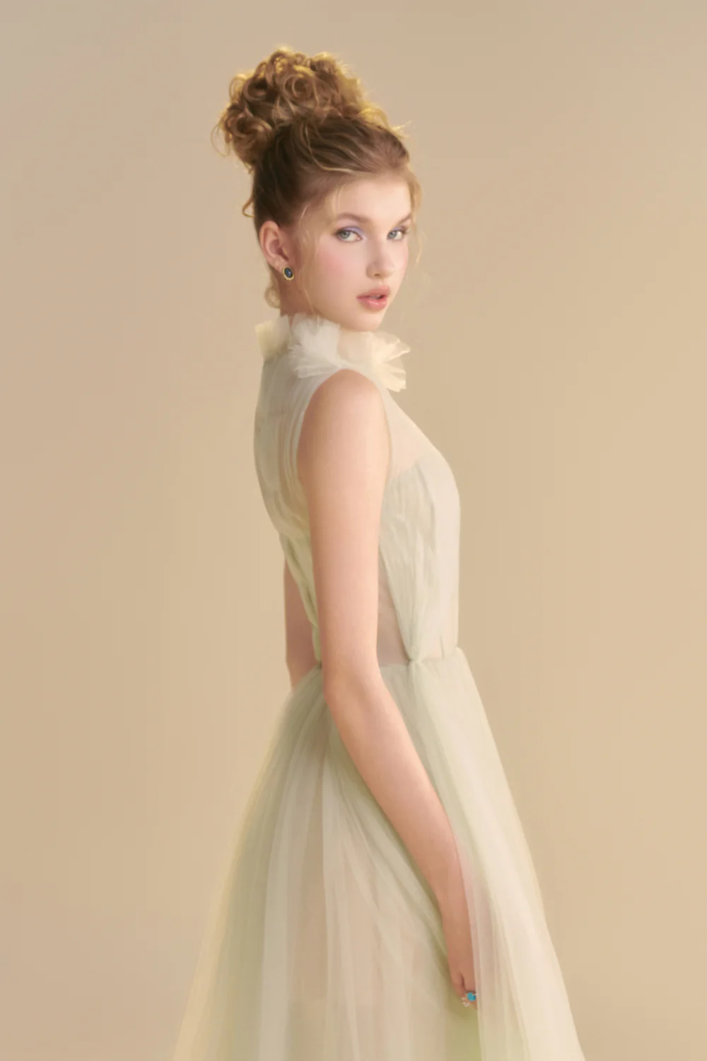 Delysia High Neck Gathering Maxi Dress