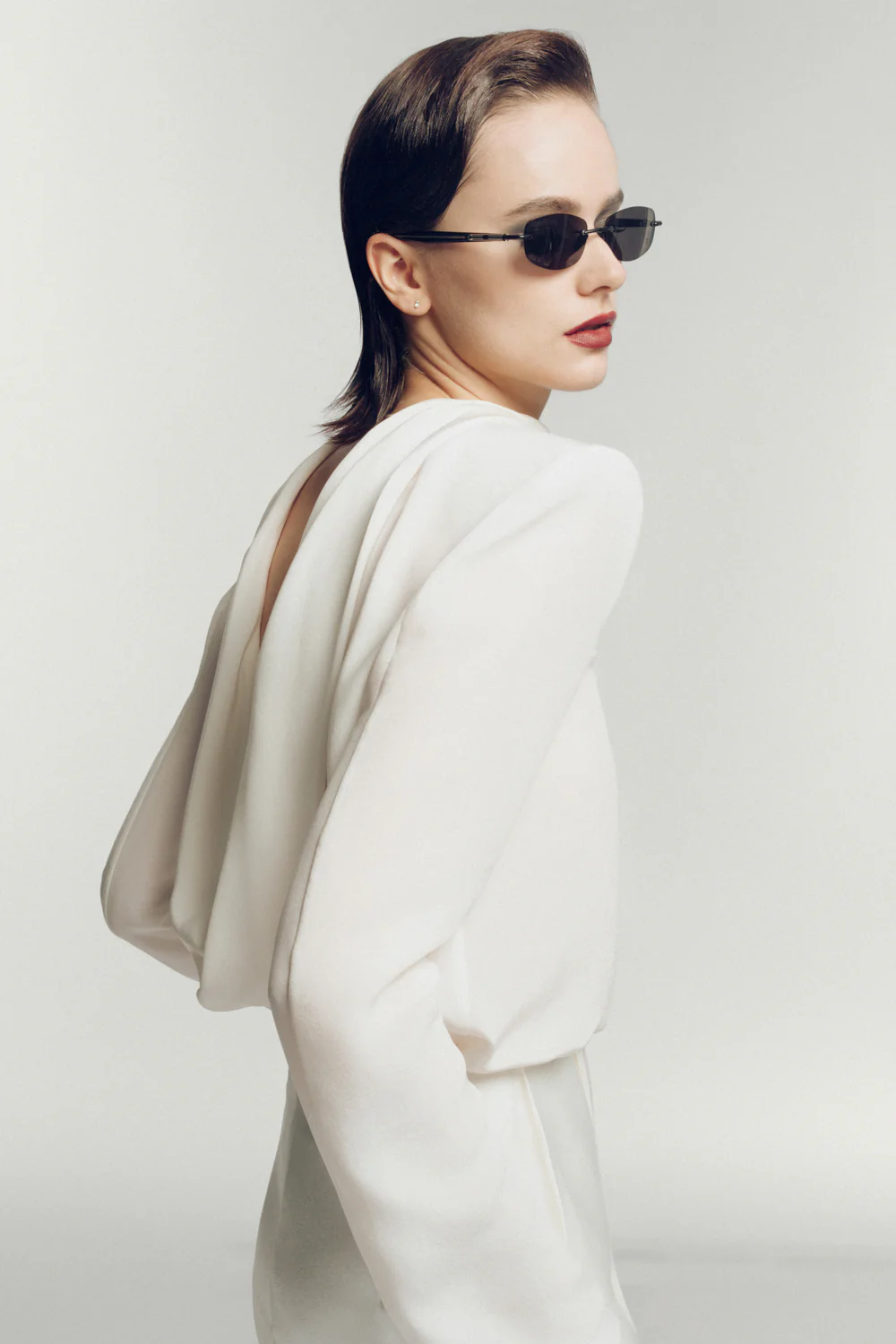 Eldora Straight High Neck Silk Top