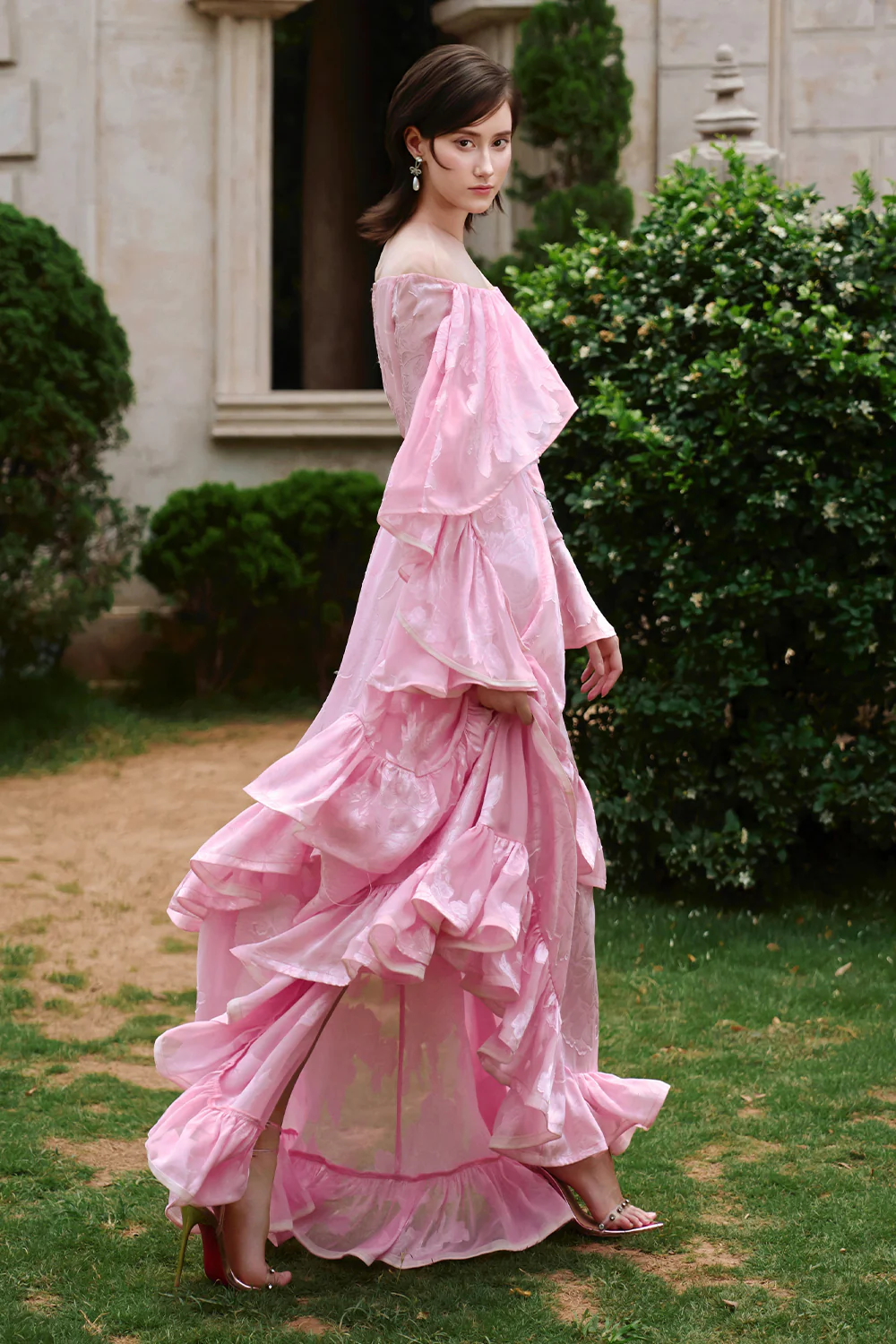 Artemis Bell Sleeve Gathering Maxi Dress