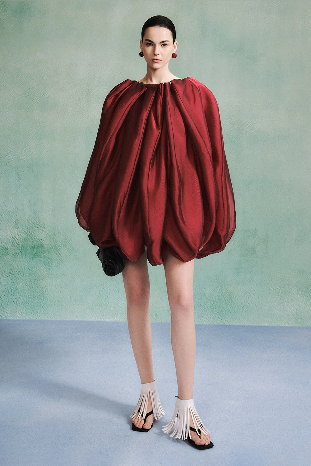 Maia Bubble Gathered Organza Mini Dress