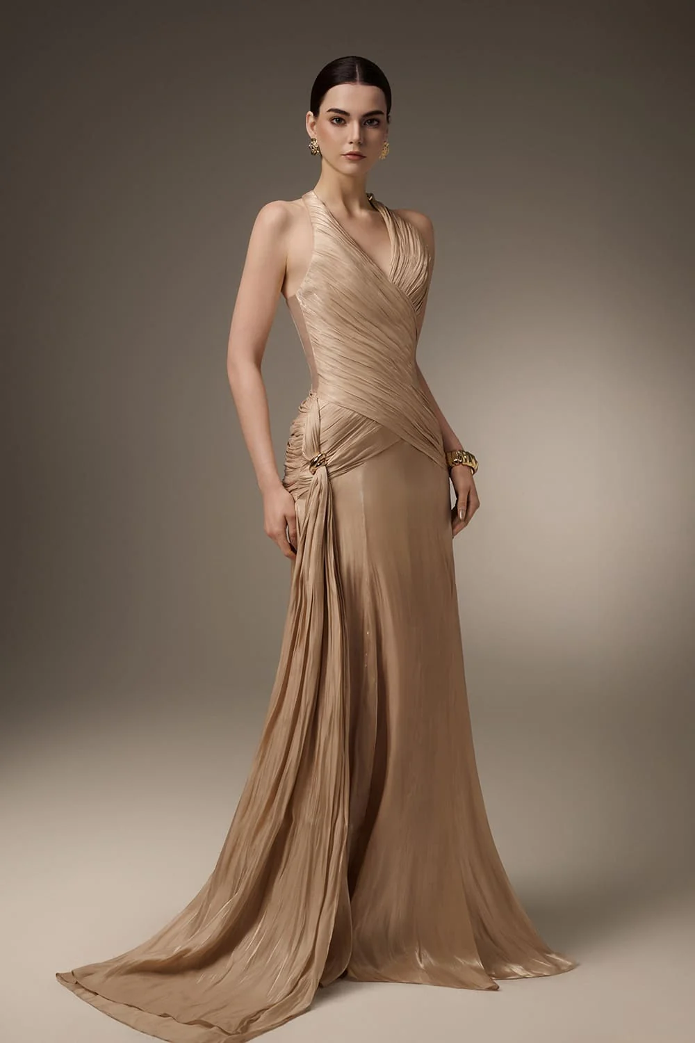 Capucine Sarong Corset Waist Silk Blend Floor Length Dress