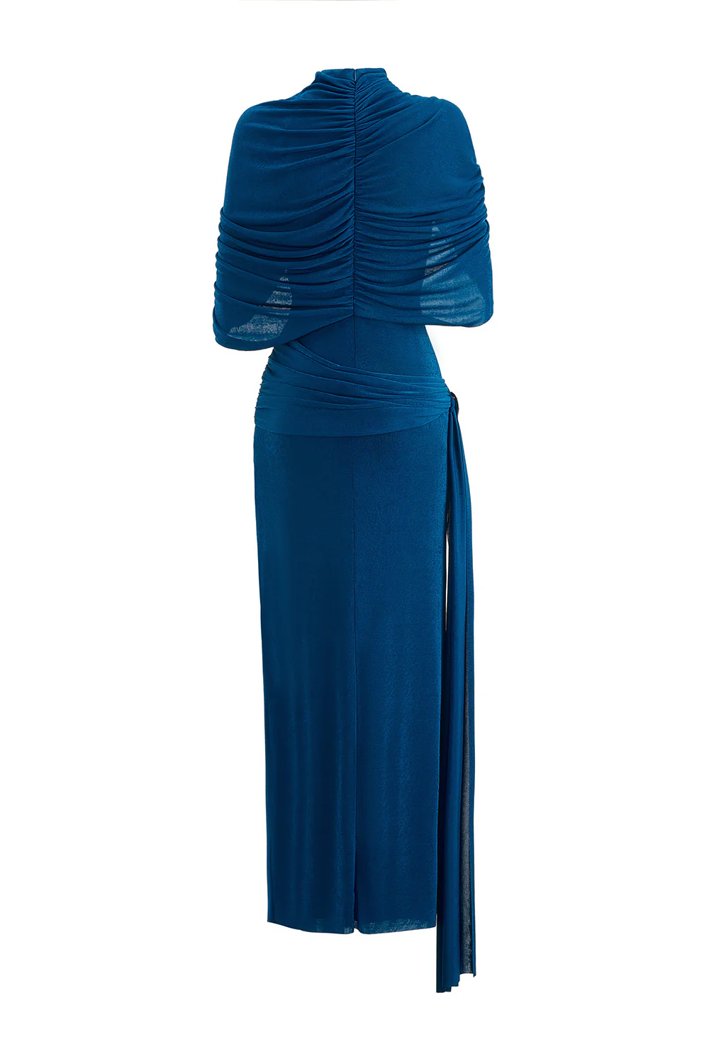 Athena Sheath Cape Shoulder Elastic Cotton Maxi Dress