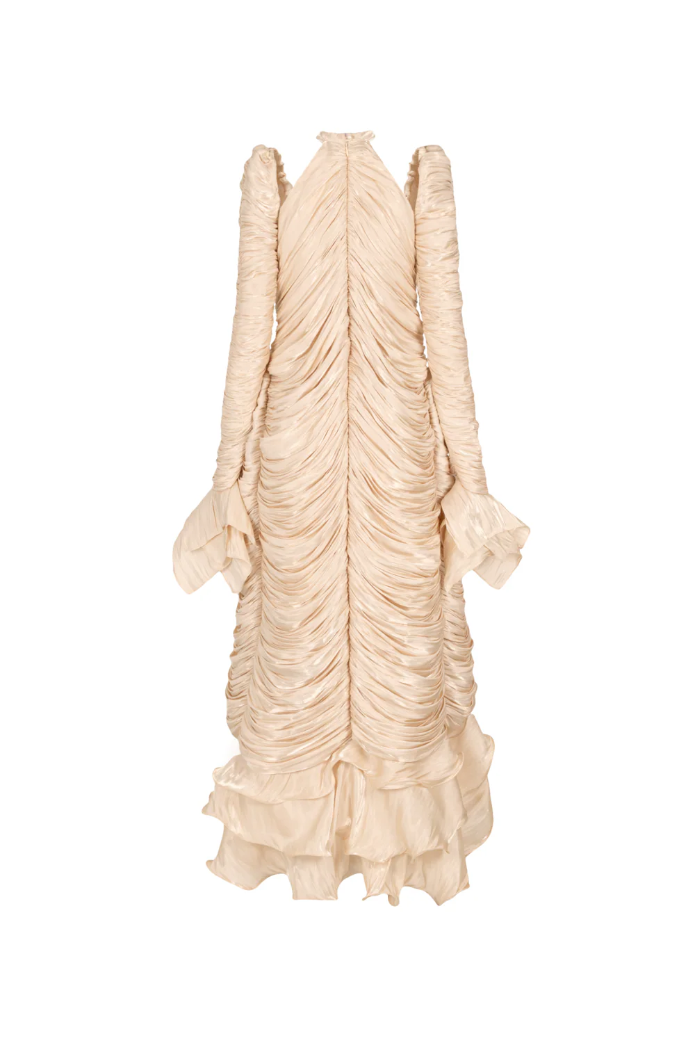 Solenne Halter Neck Ruffle Midi Dress