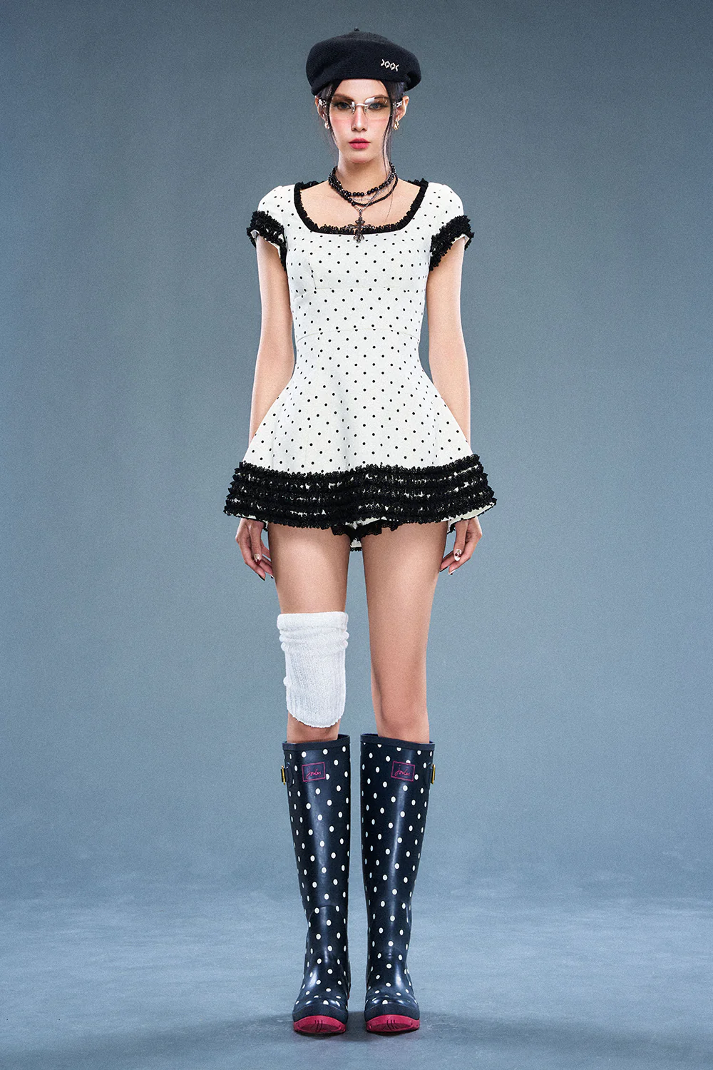 Raven Scoop Neck Ruffle Mini Dress