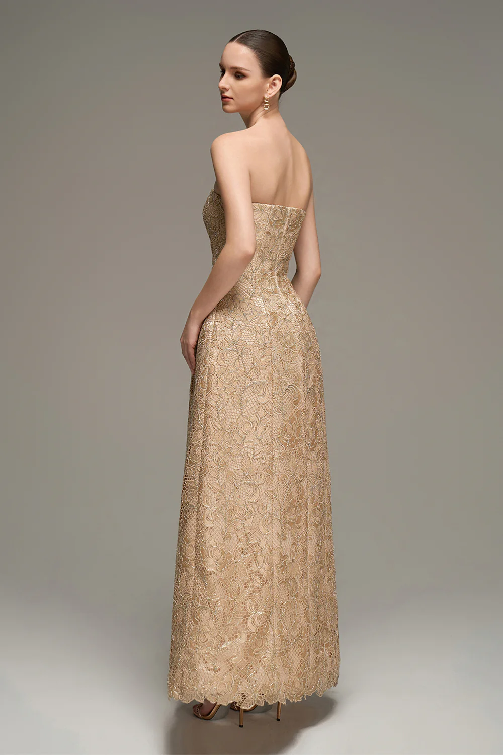 Paulina Straight Across Lace Maxi Dress