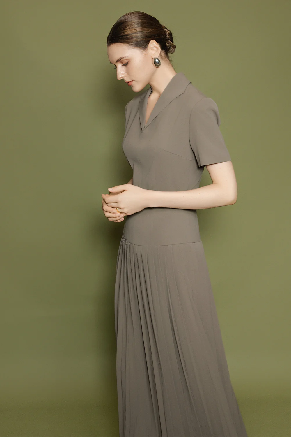 Celeste Collared Pleated Maxi Dress