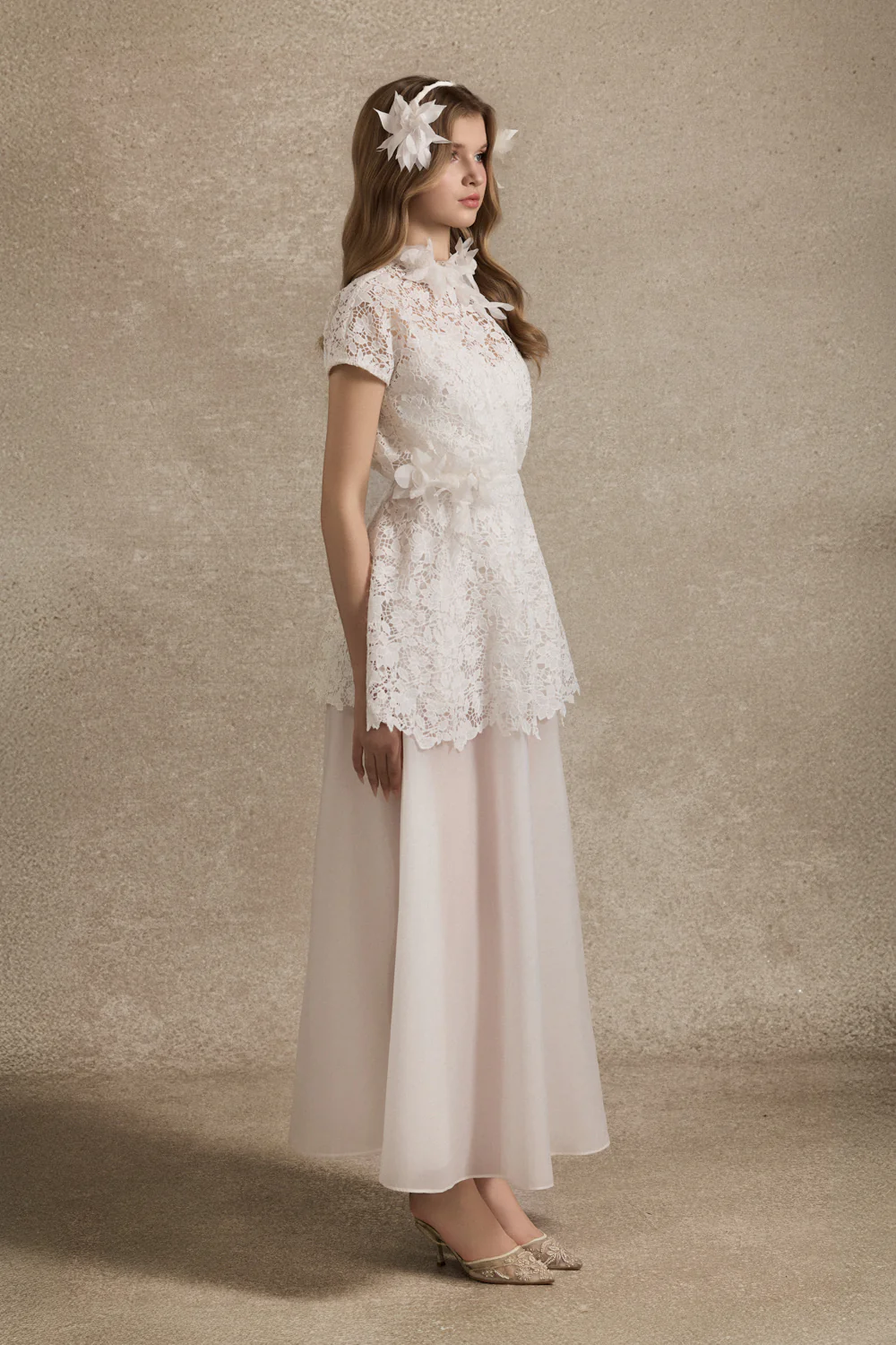 Veloura High Neck Applique Maxi Dress