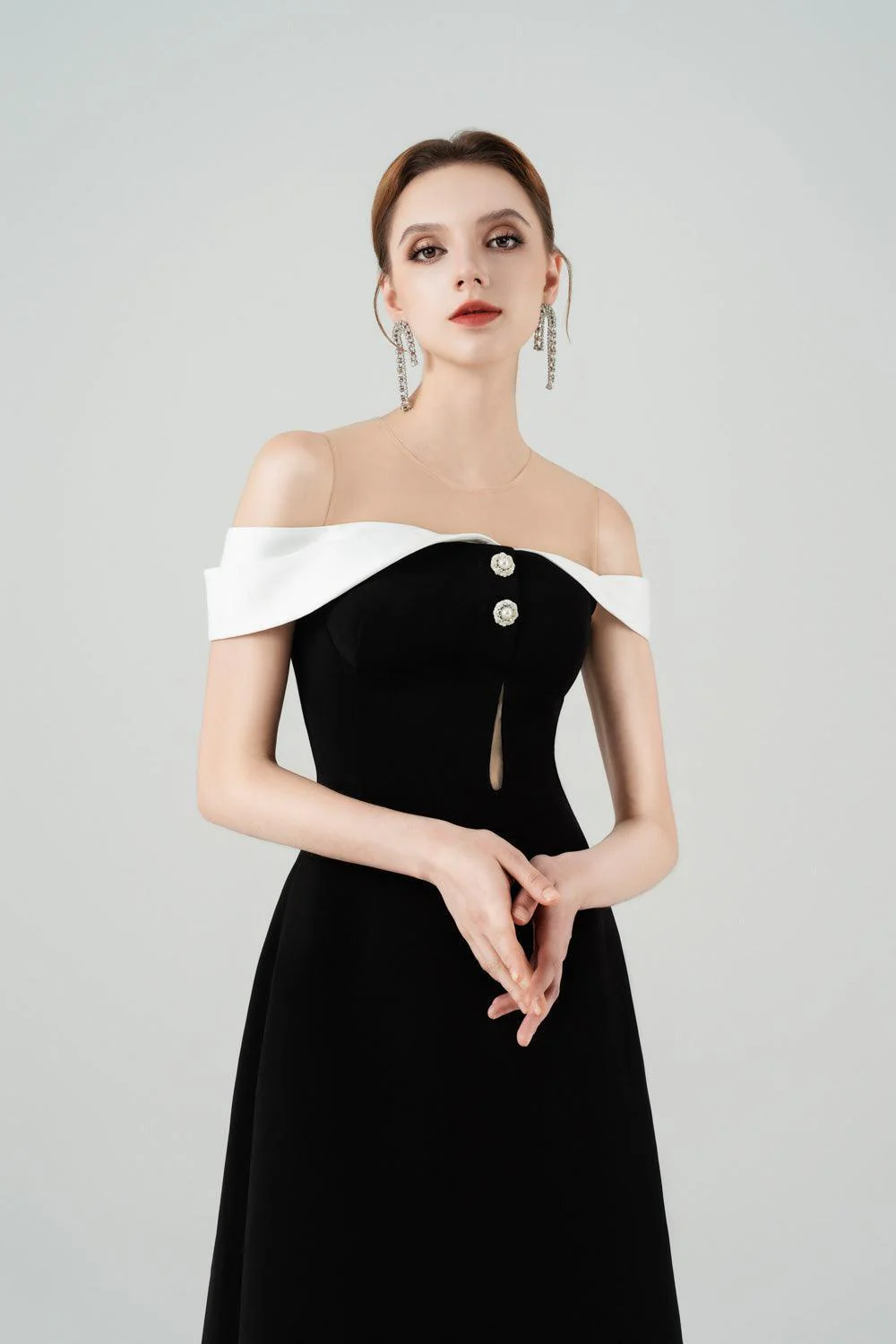 Orsola A-line Illusion Neck Polycotton Midi Dress
