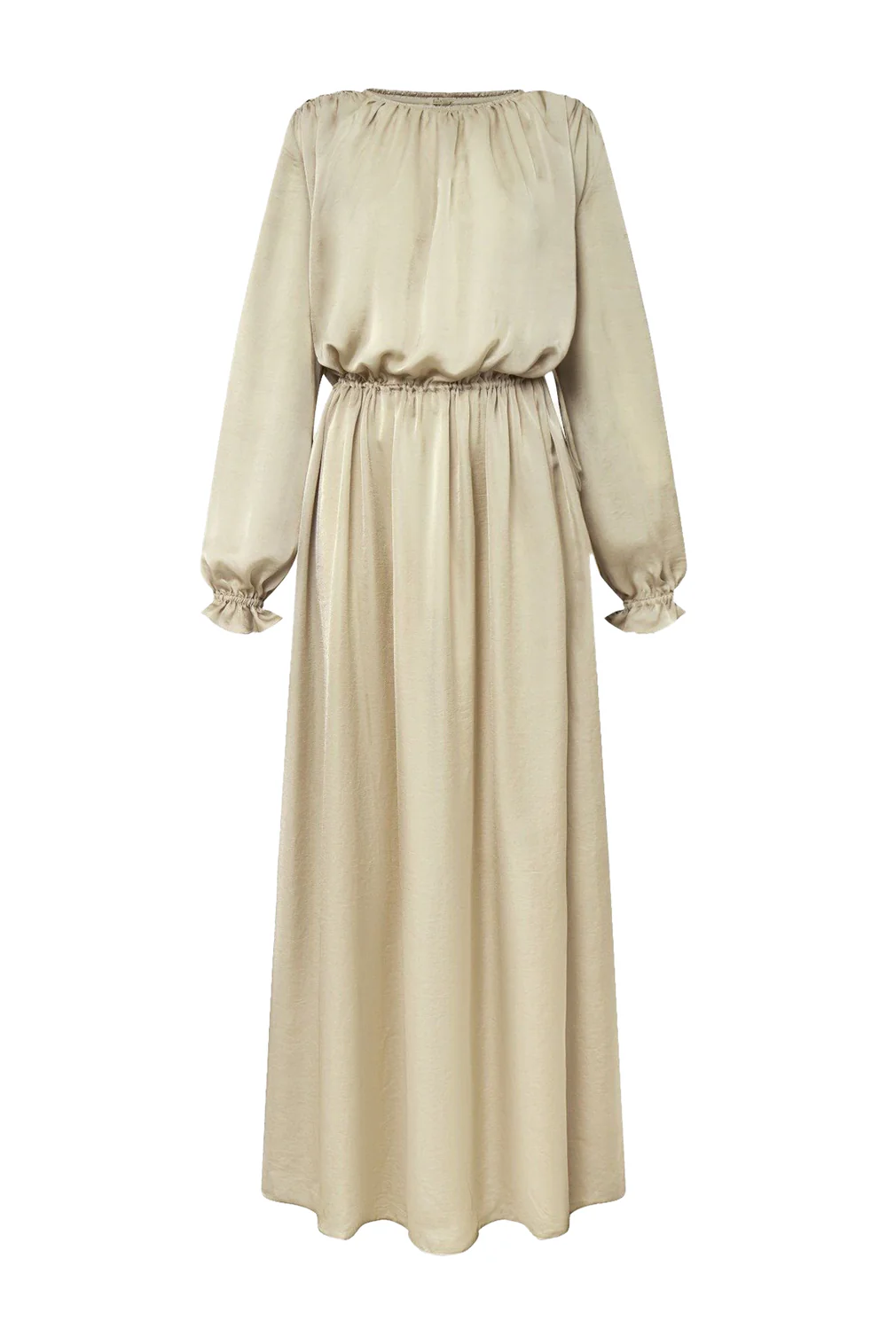 Haze Blouson Bishop Sleeved Poly Silk Maxi Dress