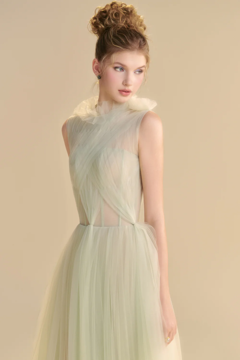 Delysia High Neck Gathering Maxi Dress