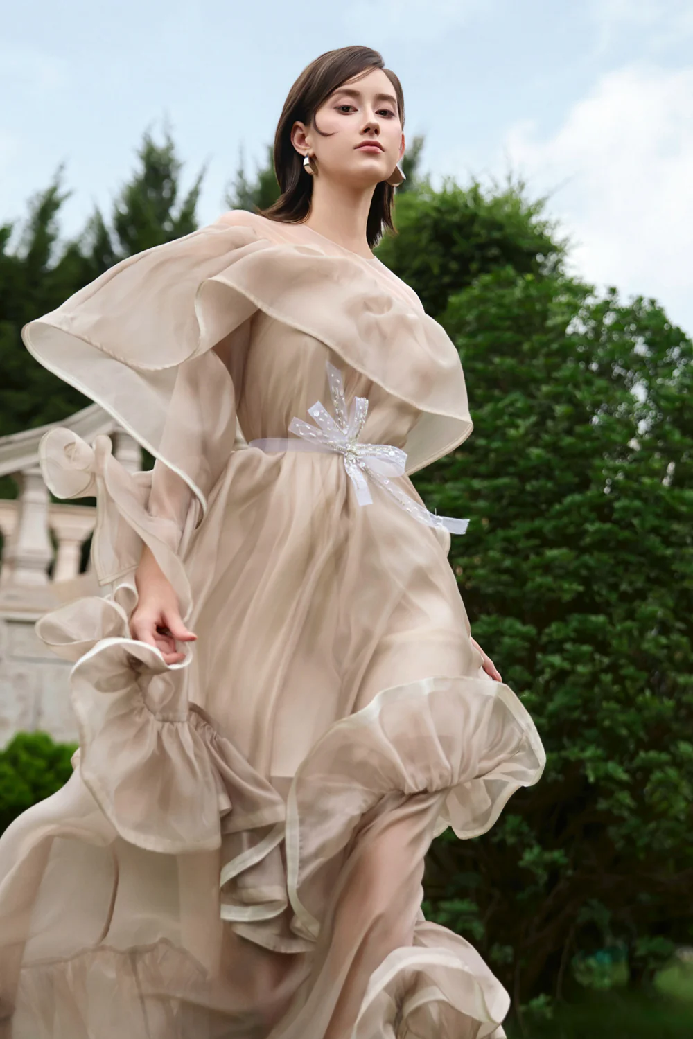 Gemma Illusion Ruffle Maxi Dress