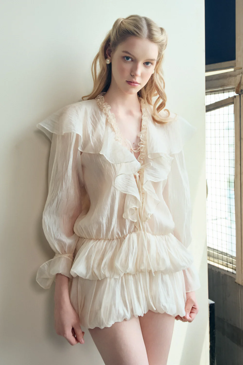 Vela A-line Ruffle Layer Organza Mini Dress