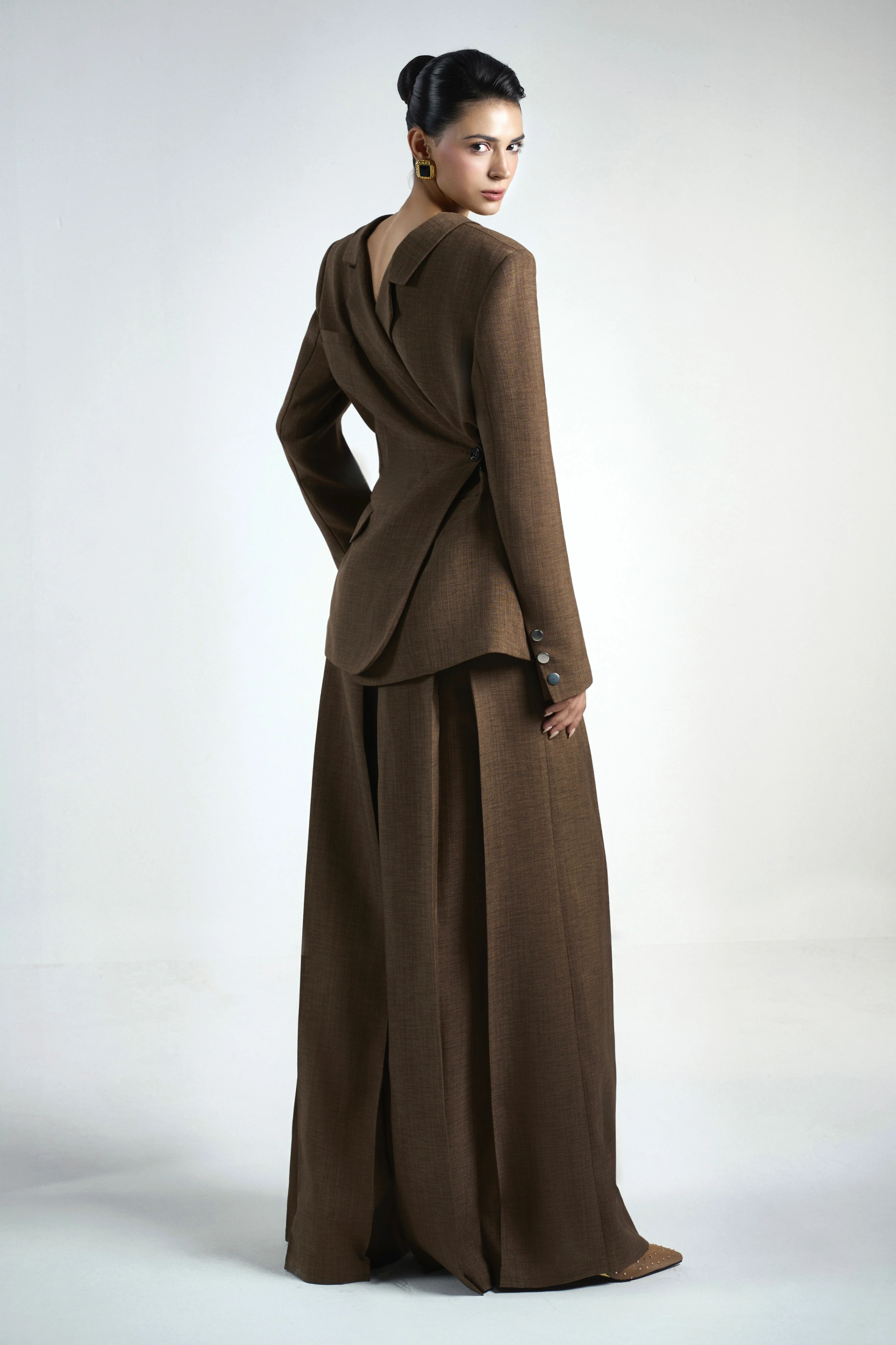 Van Hourglass Crossover Crinkle Crepe Blazer