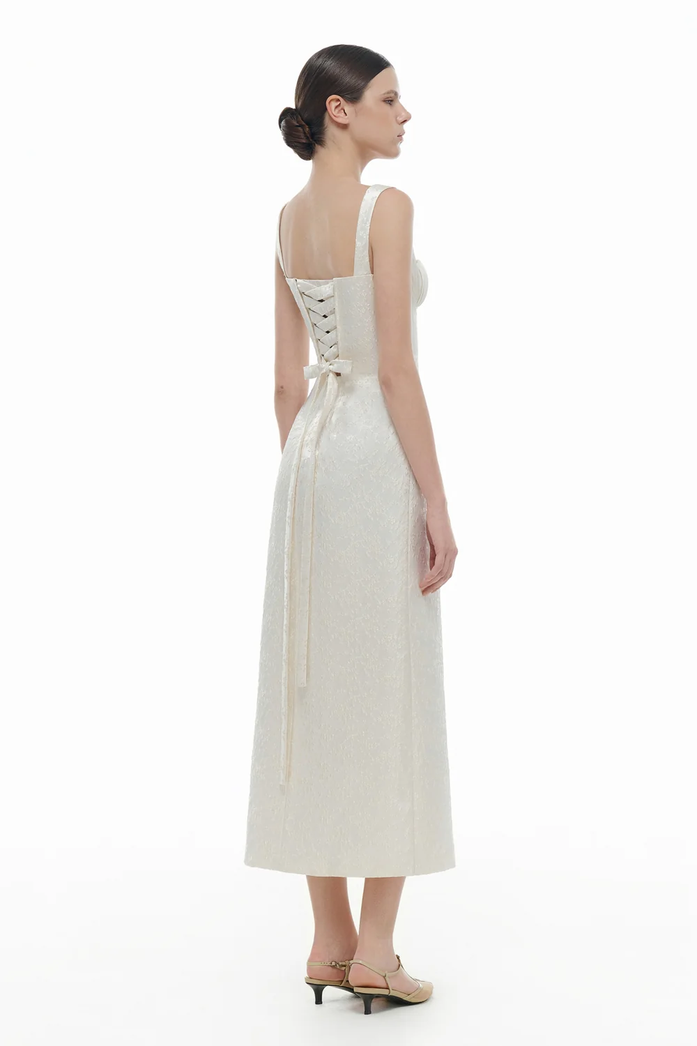 Aurea Sweetheart Draped Midi Dress