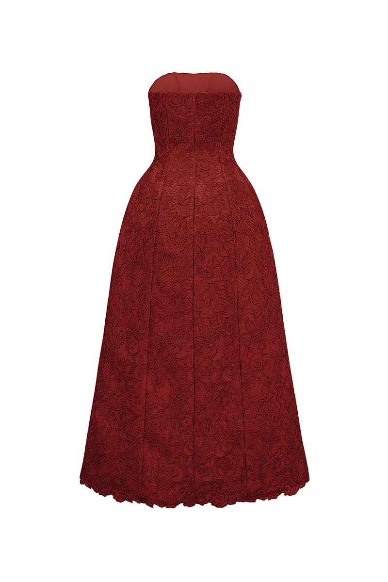 Paulina Straight Across Lace Maxi Dress